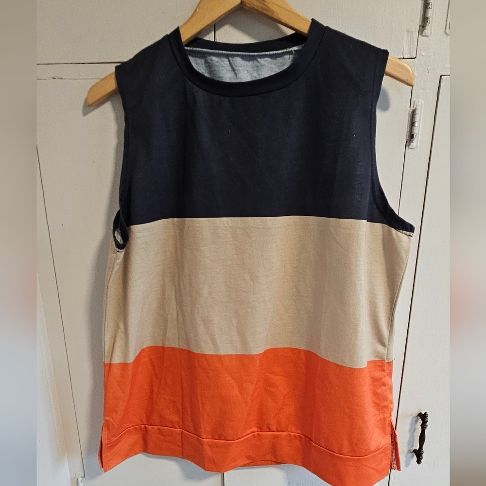 Womens Color Block Sleeveless Top Size XL